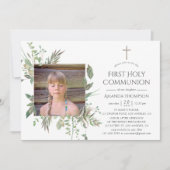水の色の森の緑の最初の聖餐式 招待状 (正面)