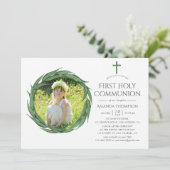 水の色の森の緑の最初の聖餐式 招待状 (スタンド正面)