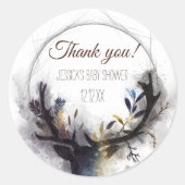 水の色の森の鹿ありがとう ラウンドシール (正面)