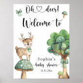 水の色の森の鹿 – ようこそ赤ちゃんシャワー ポスター (正面)