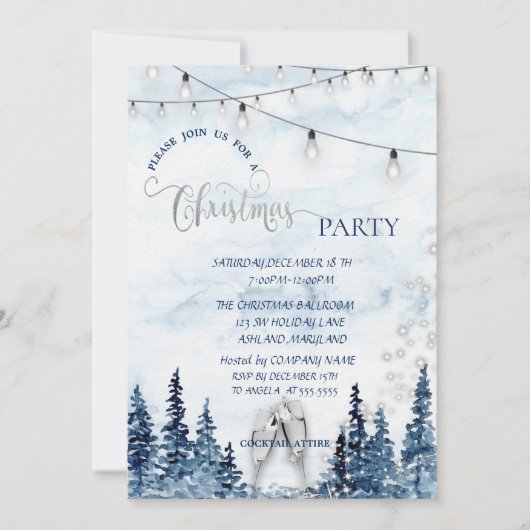 水の色の森ガラス会社クリスマスパーティー 招待状 (正面)