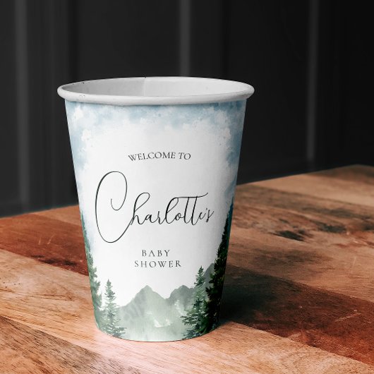 水の色の森ベビーシャワーカップ 紙コップ