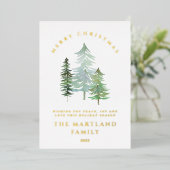 水の色の森メリークリスマスホリデーカード 箔シーズンカード (立ち正面)