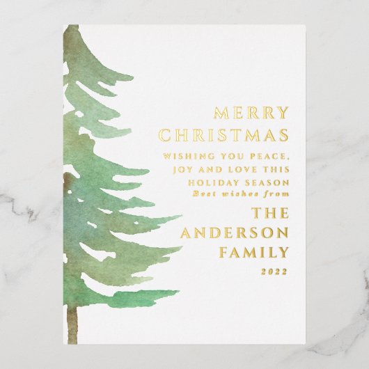 水の色の森メリークリスマスホリデー 箔シーズンポストカード (正面)