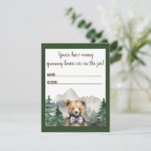 水の色の森、テディベア、ベビーシャワーゲーム エンクロージャーカード (スタンド正面)