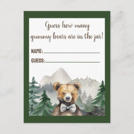 水の色の森、テディベア、ベビーシャワーゲーム エンクロージャーカード