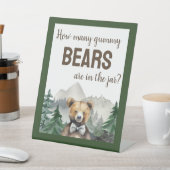 水の色の森、テディベア、ベビーシャワーゲーム 台座サイン (インサイチュ)