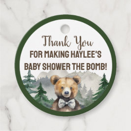 水の色の森、テディベア、赤ちゃんシャワーの好意 フェイバータグ