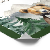 水の色の森、テディベア、赤ちゃんシャワーの好意 ポスター (角)