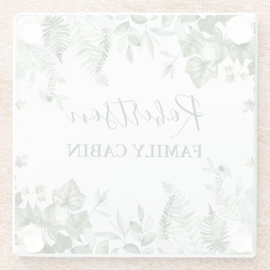 水の色の植物性アイビシダのセージのファミリーキャビン ガラスコースター (裏面)