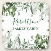 水の色の植物性アイビシダのセージのファミリーキャビン コースター (正面)