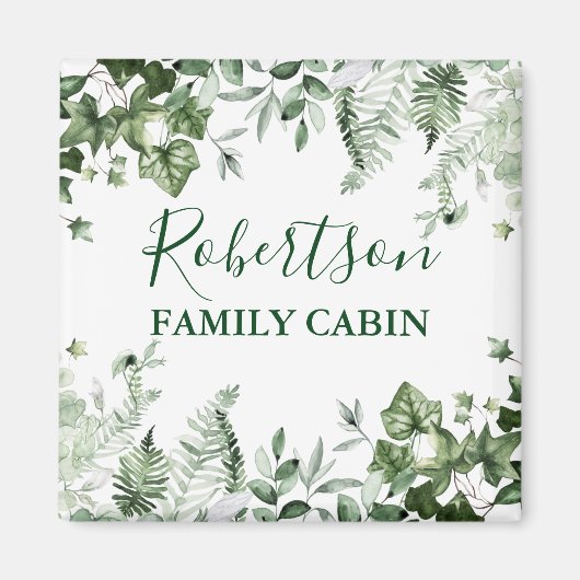 水の色の植物性アイビシダのセージのファミリーキャビン マグネット (正面)