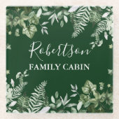 水の色の植物性アイビシダSageキャビングリーン ガラスコースター (正面)