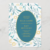 水の色の植物星デビッドバーバルミツワー 招待状 (正面/裏面)