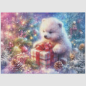 水の色の極性クマのクリスマスギフトの切り離し 薄葉紙 (正面)