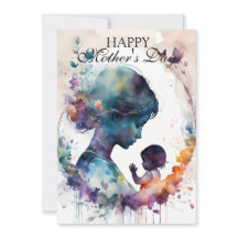 水の色の母と子供のシルエットアート