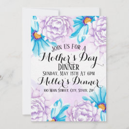 水の色の母の日ディナー招待状カード 招待状