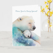 水の色の母の日ママの極性クマ カード (黄色い花)