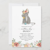 水の色の母エレガントはデイブランチベビーショウ 招待状 (正面)