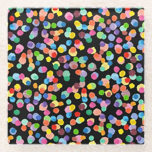 水の色の水玉模様、イースターの背景。 ガラスコースター (正面)