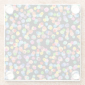 水の色の水玉模様、イースターの背景。 ガラスコースター (裏面)