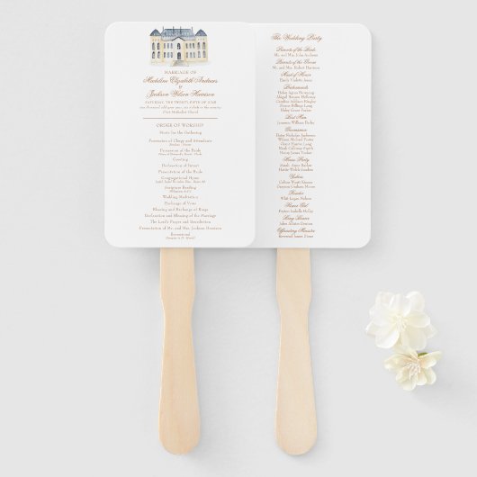 水の色の水色イングリッシュマナーエステート結婚ズ ハンドファン (正面&裏面)