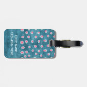 水の色の汚れた水玉模様 – 青とピンク ラゲッジタグ (裏面横)