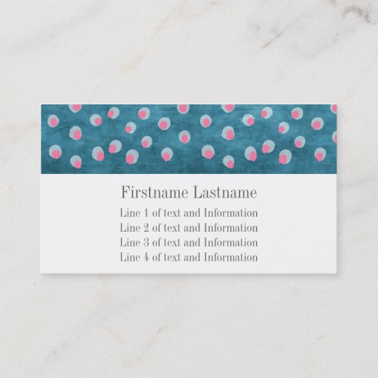 水の色の汚れた水玉模様 – 青とピンク 名刺 (裏面)