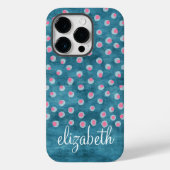 水の色の汚れた水玉模様 – 青とピンク Case-Mate iPhoneケース (裏面)