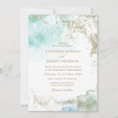 水の色の沿岸予算の写真結婚の数 招待状 (正面)