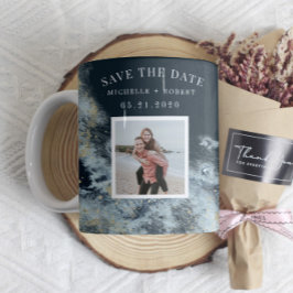 水の色の波の海岸日付写真を保存 コーヒーマグカップ