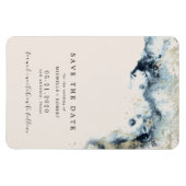 水の色の波の金ゴールド結婚式は、日付の磁石を保存 マグネット (横)