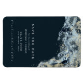 水の色の波の金ゴールド結婚式は、日付の磁石を保存 マグネット (横)