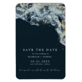 水の色の波の金ゴールド結婚式は、日付の磁石を保存 マグネット (縦)