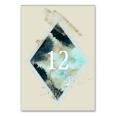 水の色の波エレガントなウェディングテーブルカード テーブルナンバー (正面)