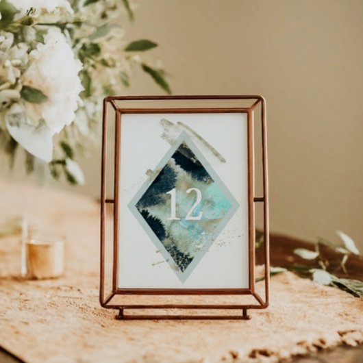 水の色の波エレガントなウェディングテーブルカード テーブルナンバー