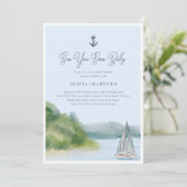 水の色の海あなた近くベビー赤ちゃんシャワー 招待状 (スタンド正面)