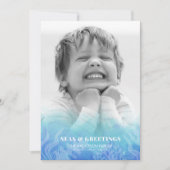 水の色の海とグリーティングフォトホリデーカード (正面)