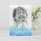 水の色の海とグリーティングフォトホリデーカード (スタンド正面)