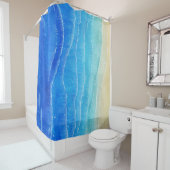 水の色の海とビーチビュー。 シャワーカーテン (インサイチュ)