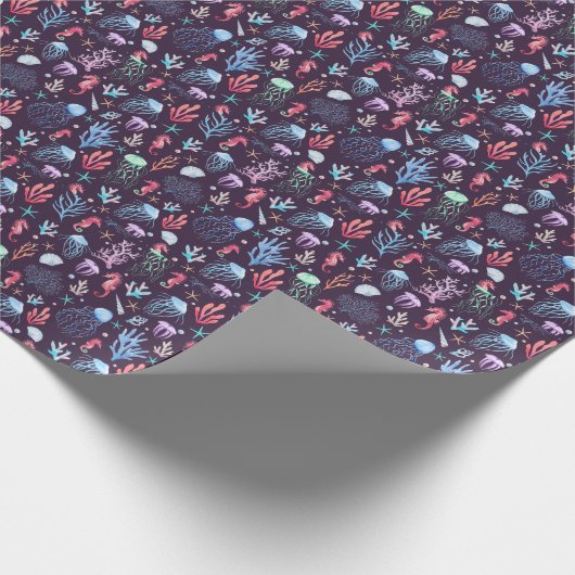 水の色の海のパターン、繊細なピンク航海の。 ラッピングペーパー (角)