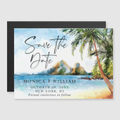 水の色の海のビーチ日付磁気カードを保存 (正面/裏面)