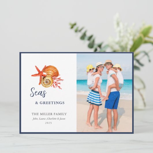 水の色の海の海と挨拶の写真 シーズンカード (スタンド正面)