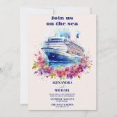 水の色の海の目的地の結婚式に私たちに参加 招待状 (正面)
