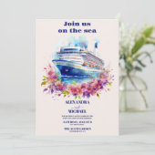 水の色の海の目的地の結婚式に私たちに参加 招待状 (スタンド正面)