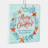 水の色の海波ニューホームビーチクリスマス セラミックオーナメント (右)