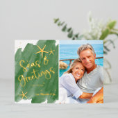 水の色の海&グリーティンググリーン 箔シーズンカード (立ち正面)