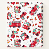 水の色の消防車の子供たちパーソナライズされた ノートブック (裏面)