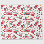 水の色の消防車の子供たち消防士トラック ラッピングペーパー (フラット)