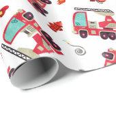 水の色の消防車の子供たち消防士トラック ラッピングペーパー (ロールコーナー)